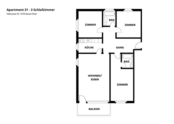 Grosszuegige 3 Schlafzimmer In Bergblick Zentral * 达沃斯